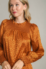 Load image into Gallery viewer, Umgee Smocked Leopard Long Sleeve Tiered Dress
