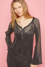 Load image into Gallery viewer, POL V-Neck Long Sleeve Lace Patch Top

