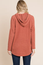 Load image into Gallery viewer, BOMBOM Contrast Drawstring Drop Shoulder Knit Hoodie
