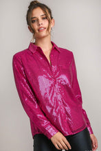 Load image into Gallery viewer, Umgee Sequin Long Sleeve Shirt with Side Chest Pocket
