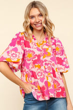 Load image into Gallery viewer, Haptics Full Size Frill Floral Puff Sleeve Blouse
