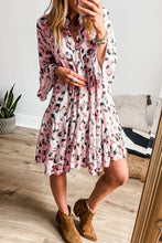 Load image into Gallery viewer, Leopard Notched Long Sleeve Tiered Dress

