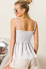 Load image into Gallery viewer, BiBi Ruffle Edge Smocking Babydoll Cami
