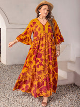 Load image into Gallery viewer, Plus Size Lace Detail Printed V-Neck Maxi Dress

