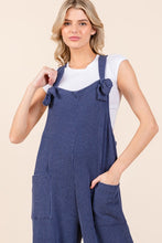 Load image into Gallery viewer, BOMBOM Knot Straps Wide Leg Ribbed Overalls with Pockets
