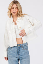 Load image into Gallery viewer, bytos Button Down Cropped Denim Jacket with Patch Pockets
