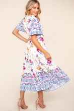Load image into Gallery viewer, Haptics Printed Notched Short Sleeve Tiered Dress
