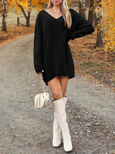 Load image into Gallery viewer, V-Neck Dropped Shoulder Sweater Dress

