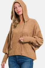 Load image into Gallery viewer, Zenana Brushed Hacci Drop Shoulder Cropped Hoodie
