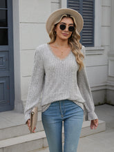 Load image into Gallery viewer, Lace Detail V-Neck Long Sleeve T-Shirt
