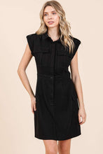 Load image into Gallery viewer, Mittoshop Cargo Pocket Half Button Mini Dress
