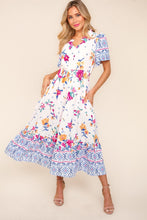 Load image into Gallery viewer, Haptics Printed Notched Short Sleeve Tiered Dress
