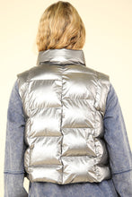 Load image into Gallery viewer, VERY J Shiny Metallic Zip Up Puffer Vest
