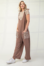 Load image into Gallery viewer, Celeste Full Size Ribbed Leopard Tied Shoulder Overalls
