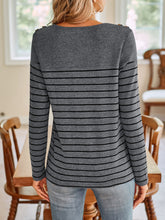 Load image into Gallery viewer, Lovelet Striped Round Neck Long Sleeve T-Shirt

