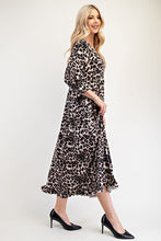 Load image into Gallery viewer, Celeste Full Size Leopard Round Neck Flounce Sleeve Dress
