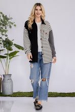 Load image into Gallery viewer, Celeste Full Size Striped Button Up Dropped Shoulder Shacket
