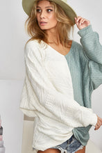 Load image into Gallery viewer, BiBi Twist Front Contrast Cable Knit Top
