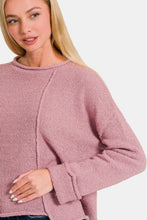 Load image into Gallery viewer, Zenana Asymmetric Hem Drop Shoulder Sweater
