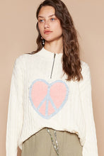 Load image into Gallery viewer, POL Cable-Knit Peace Patch Dropped Shoulder Sweater
