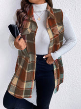 Load image into Gallery viewer, Honey Plus Size Pocketed Plaid Button Up Vest Coat
