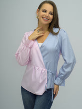 Load image into Gallery viewer, Contrast Tied Flounce Sleeve Blouse
