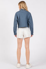 Load image into Gallery viewer, bytos Button Down Cropped Denim Jacket with Patch Pockets
