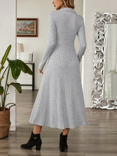 Load image into Gallery viewer, Ribbed Johnny Collar Long Sleeve Dress
