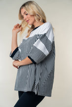 Load image into Gallery viewer, White Birch Full Size Striped Contrast Round Neck Top
