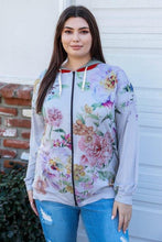 Load image into Gallery viewer, Blumin Apparel Full Size Floral Zip Up Hoodie
