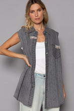 Load image into Gallery viewer, POL Button Down Sleeveless Striped Denim Shirt
