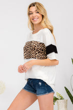 Load image into Gallery viewer, Celeste Full Size Leopard Exposed Seam Short Sleeve T-Shirt
