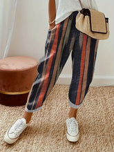 Load image into Gallery viewer, Striped Pocketed Elastic Waist Pants
