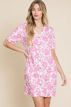 Load image into Gallery viewer, BOMBOM Floral Button Down Mini Dress
