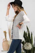 Load image into Gallery viewer, Celeste Full Size Front Leopard and Striped Print V-Neck T-Shirt
