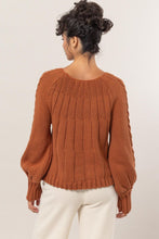 Load image into Gallery viewer, HYFVE Cable-Knit Round Neck Raglan Sleeve Sweater
