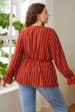 Load image into Gallery viewer, Melo Apparel Plus Size V-Neck Frill Trim Blouse
