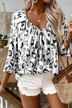 Load image into Gallery viewer, Leopard V-Neck Three-Quarter Sleeve Blouse
