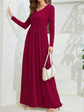 Load image into Gallery viewer, Pocketed V-Neck Long Sleeve Maxi Dress
