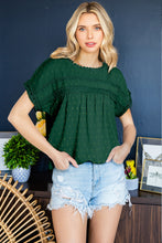 Load image into Gallery viewer, Swiss Dot Decorative Button Short Sleeve Blouse
