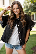 Load image into Gallery viewer, Raw Hem Button Up Denim Top
