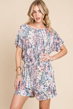 Load image into Gallery viewer, BOMBOM Printed Short Sleeve Drawstring Romper
