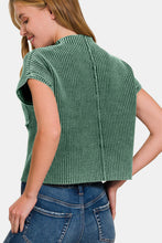 Load image into Gallery viewer, Zenana Washed Mock Neck Short Sleeve Cropped Sweater
