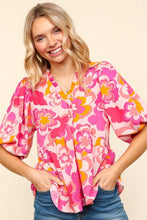 Load image into Gallery viewer, Haptics Full Size Frill Floral Puff Sleeve Blouse
