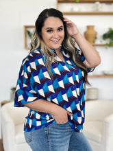 Load image into Gallery viewer, Double Take Full Size Geometric Notched Half Sleeve Blouse
