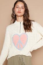 Load image into Gallery viewer, POL Cable-Knit Peace Patch Dropped Shoulder Sweater
