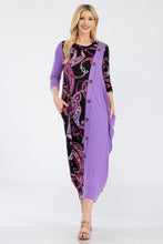 Load image into Gallery viewer, Celeste Full Size Paisley Contrast Midi Dress with Pockets
