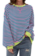 Load image into Gallery viewer, Striped Round Neck Long Sleeve Sweatshirt
