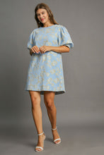 Load image into Gallery viewer, Umgee Floral Jacquard Puff Sleeve Mini Dress

