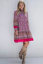 Load image into Gallery viewer, Smocked Floral Turtleneck Long Sleeve Dress
